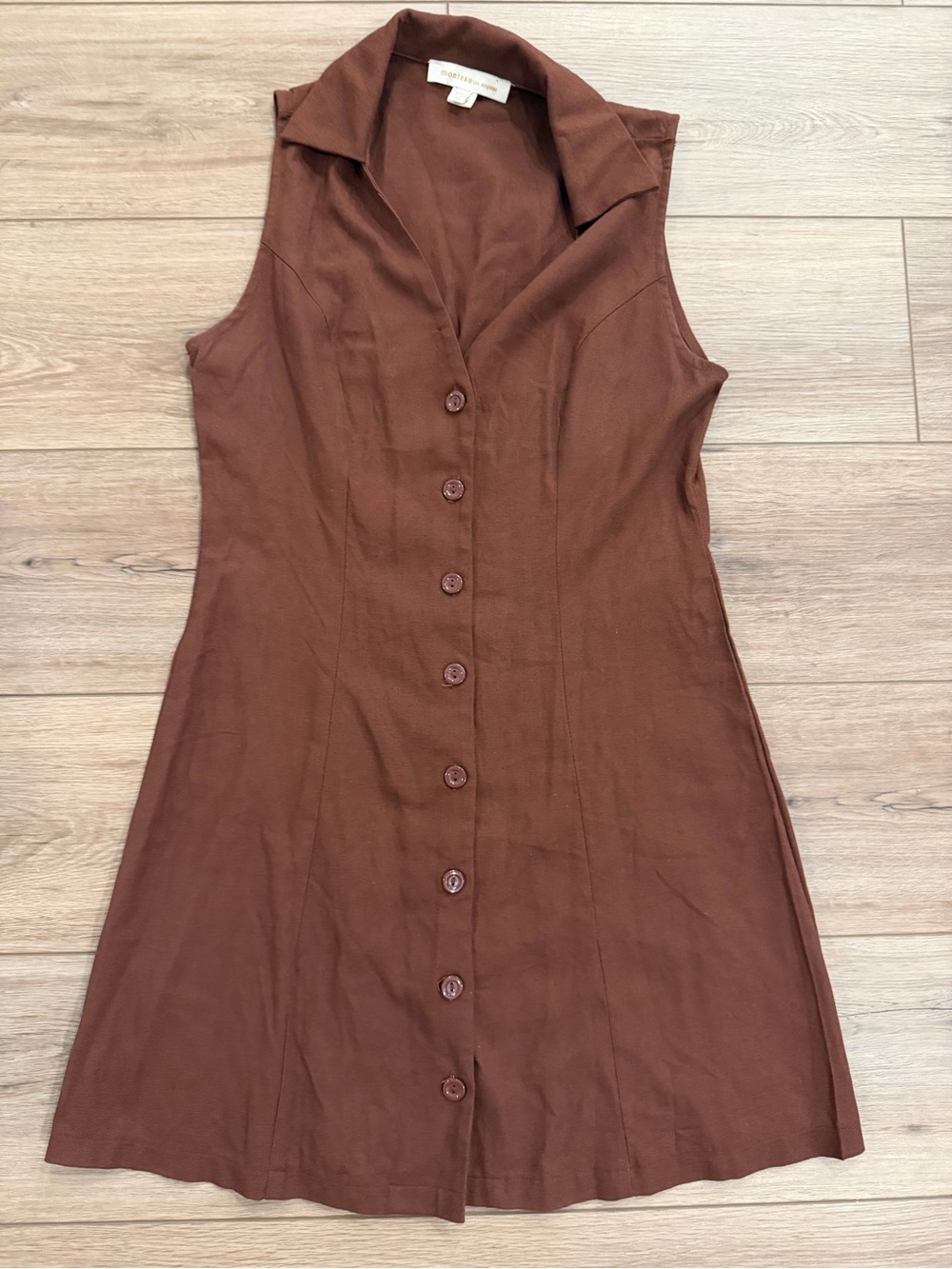 Monteau Sleeveless Button-Front Chestnut Brown Dress - Picture 1 of 3